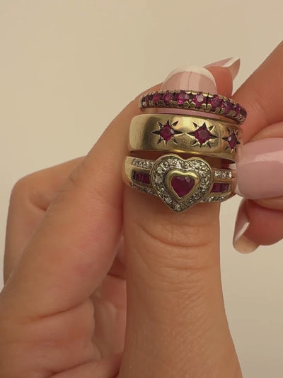 Ruby Heart Ring Vintage Gold