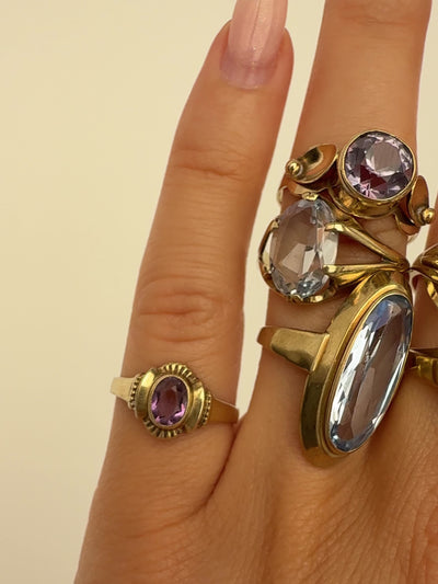 Oval Amethyste Ring Vintage Gold