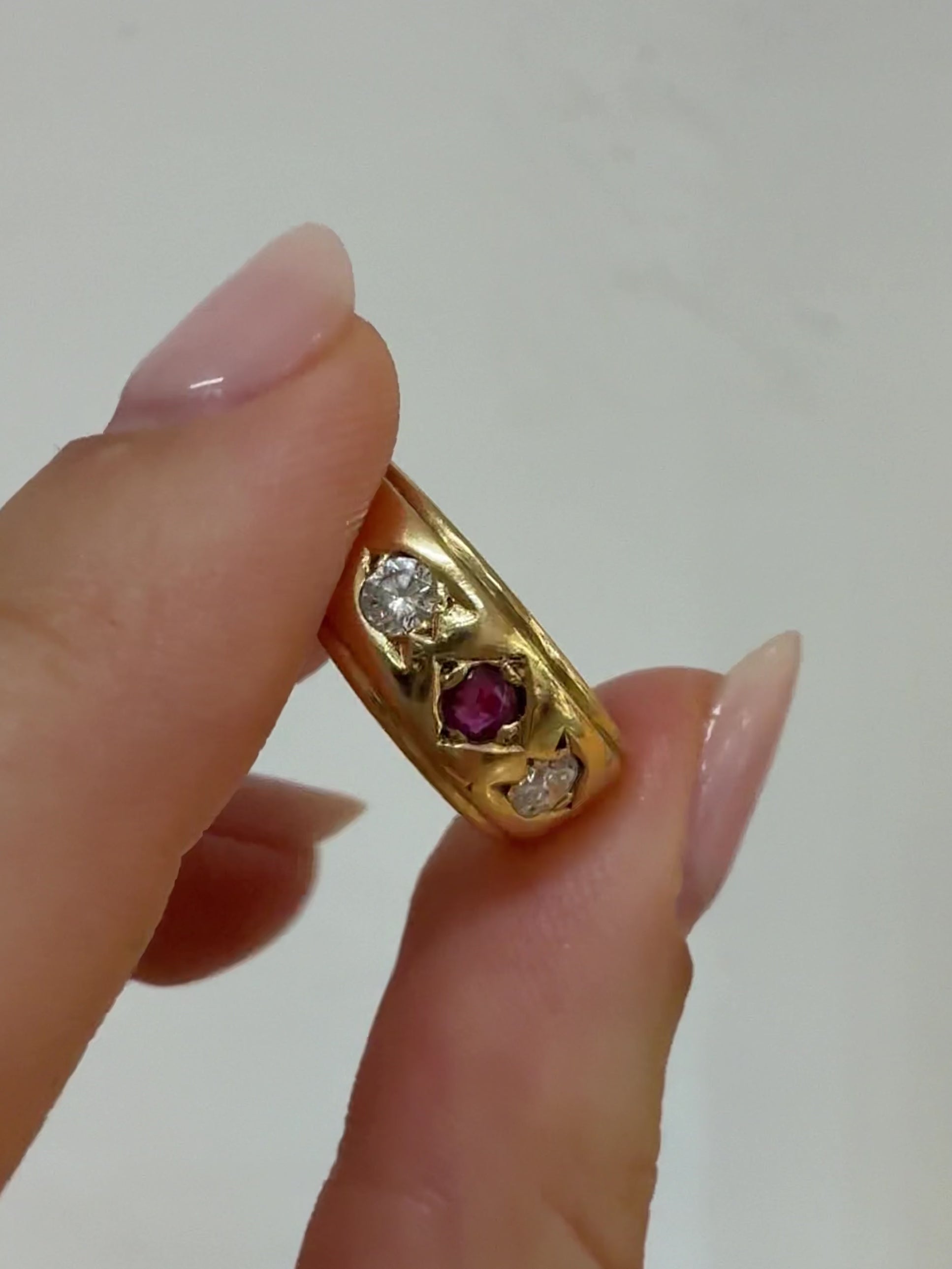 Ruby Gypsy Ring Vintage Gold 18k