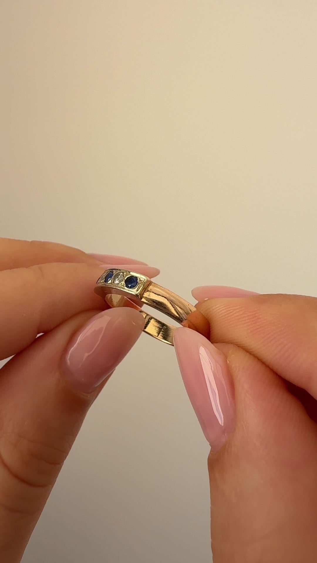 Blue Stacking Ring Vintage Gold