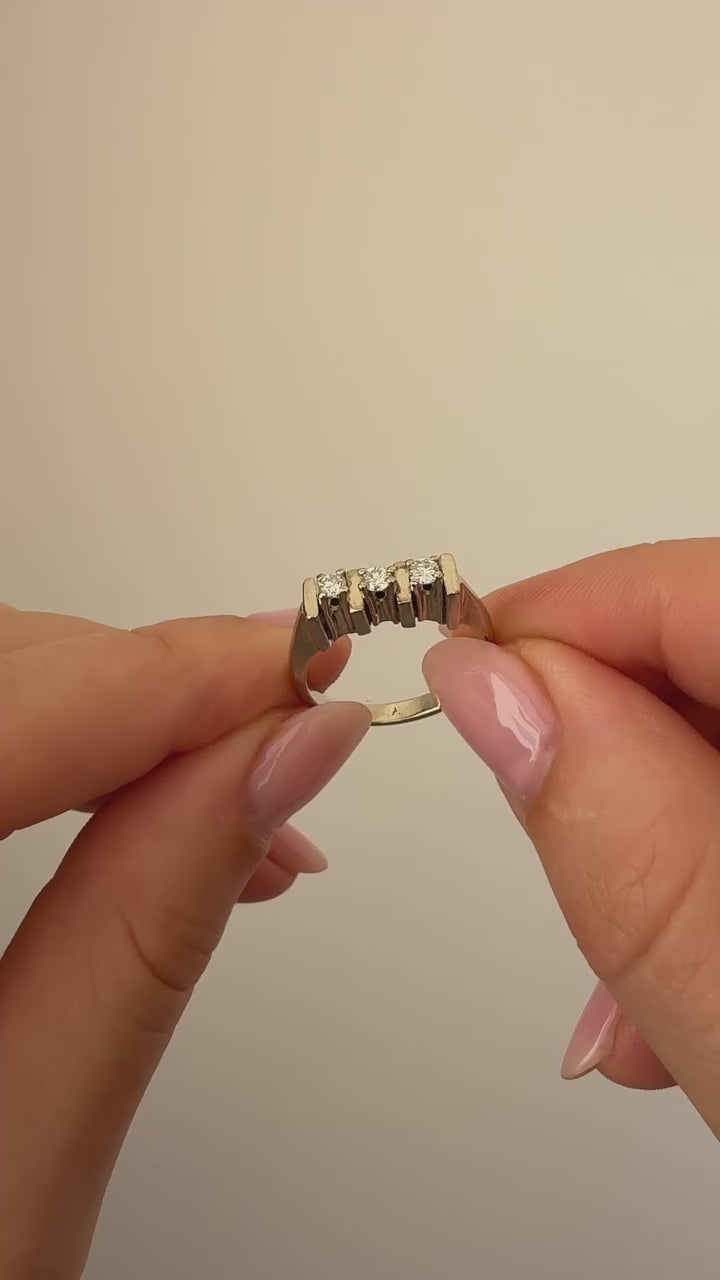 Diamond Trio Ring Vintage White Gold