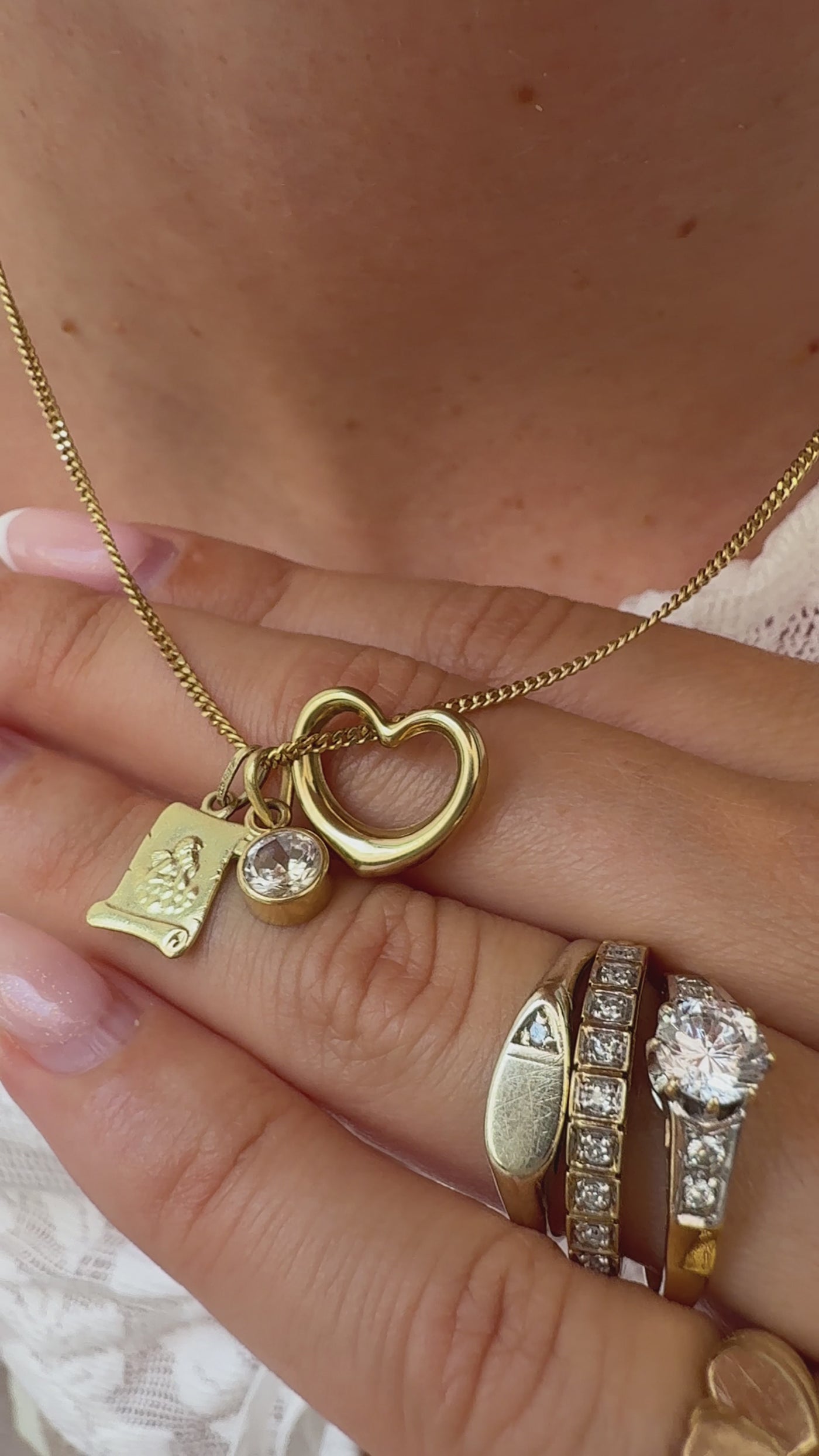 Small Heart Bead Charm Vintage Gold