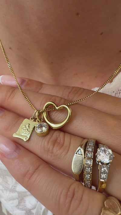 Small Heart Bead Charm Vintage Gold