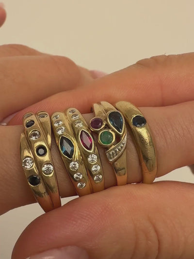 Double Sapphire Band Vintage Gold