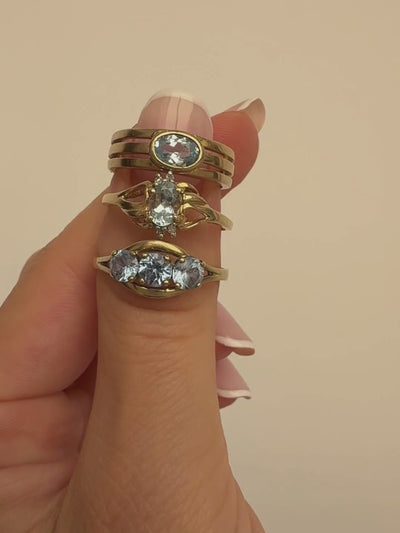 Oval Topaz Bezel Ring Vintage Gold