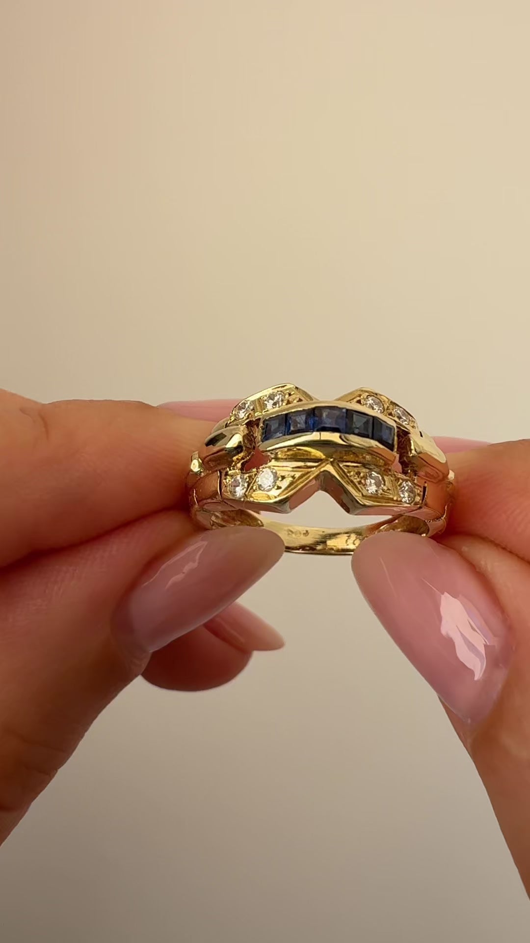 Channel Sapphire Ring Vintage Gold