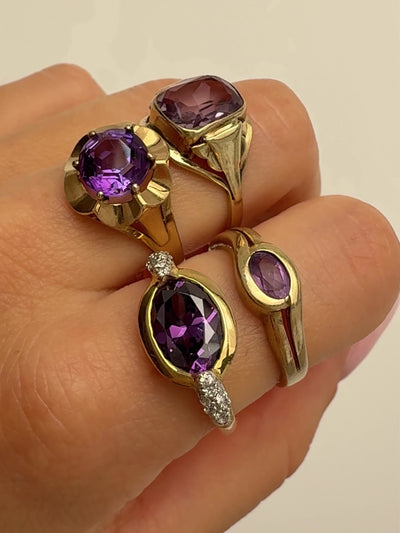 Amethyst Chunky Bezel Ring Vintage Gold