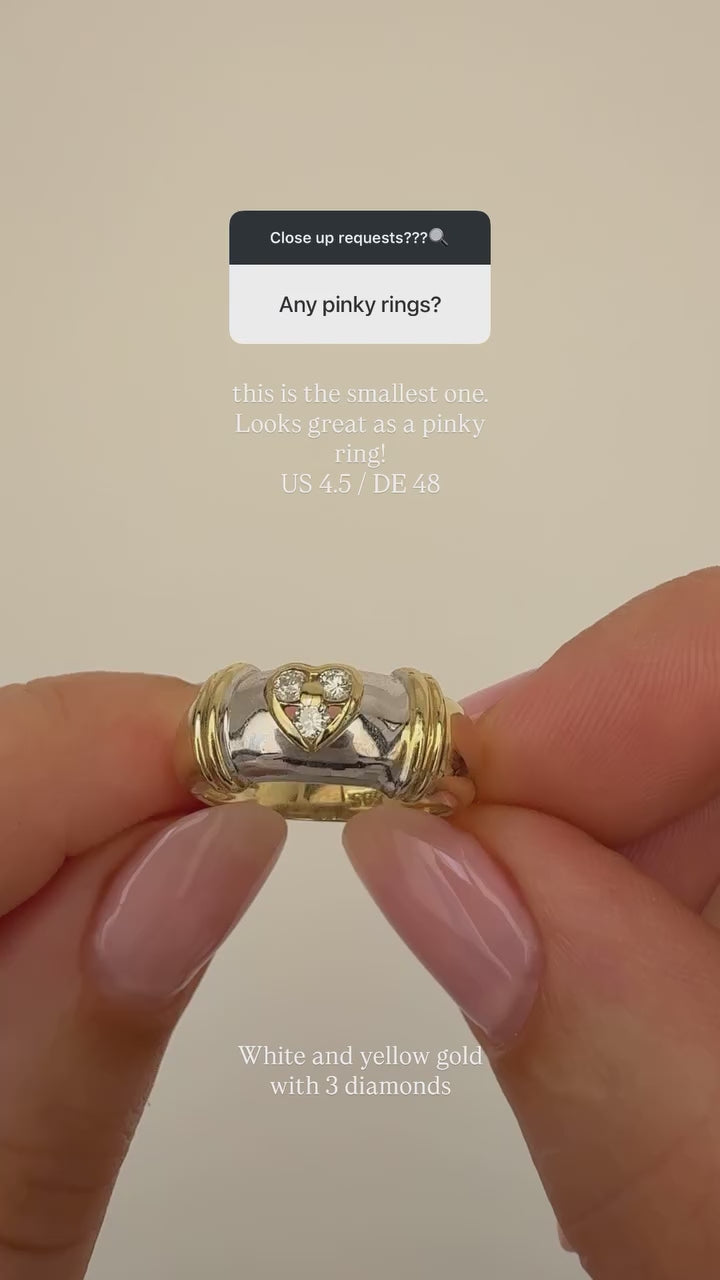 Bicolor Chunky Pinky Ring Vintage Gold
