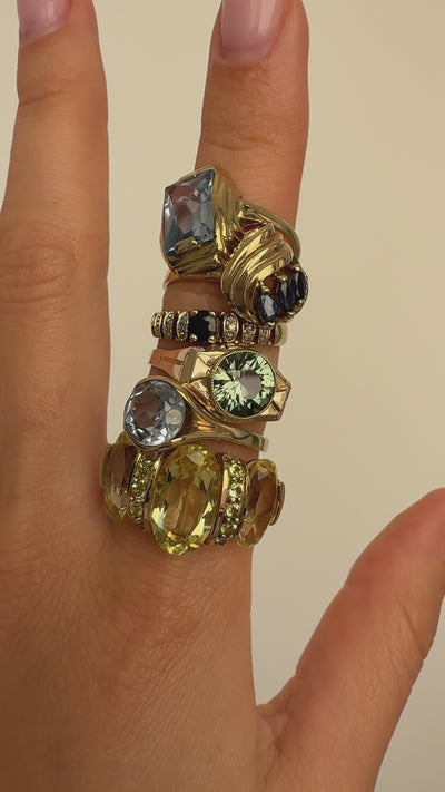Sapphire Marquis Cocktail Ring Vintage Gold