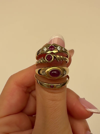 Ruby Croissant Ring Vintage Gold