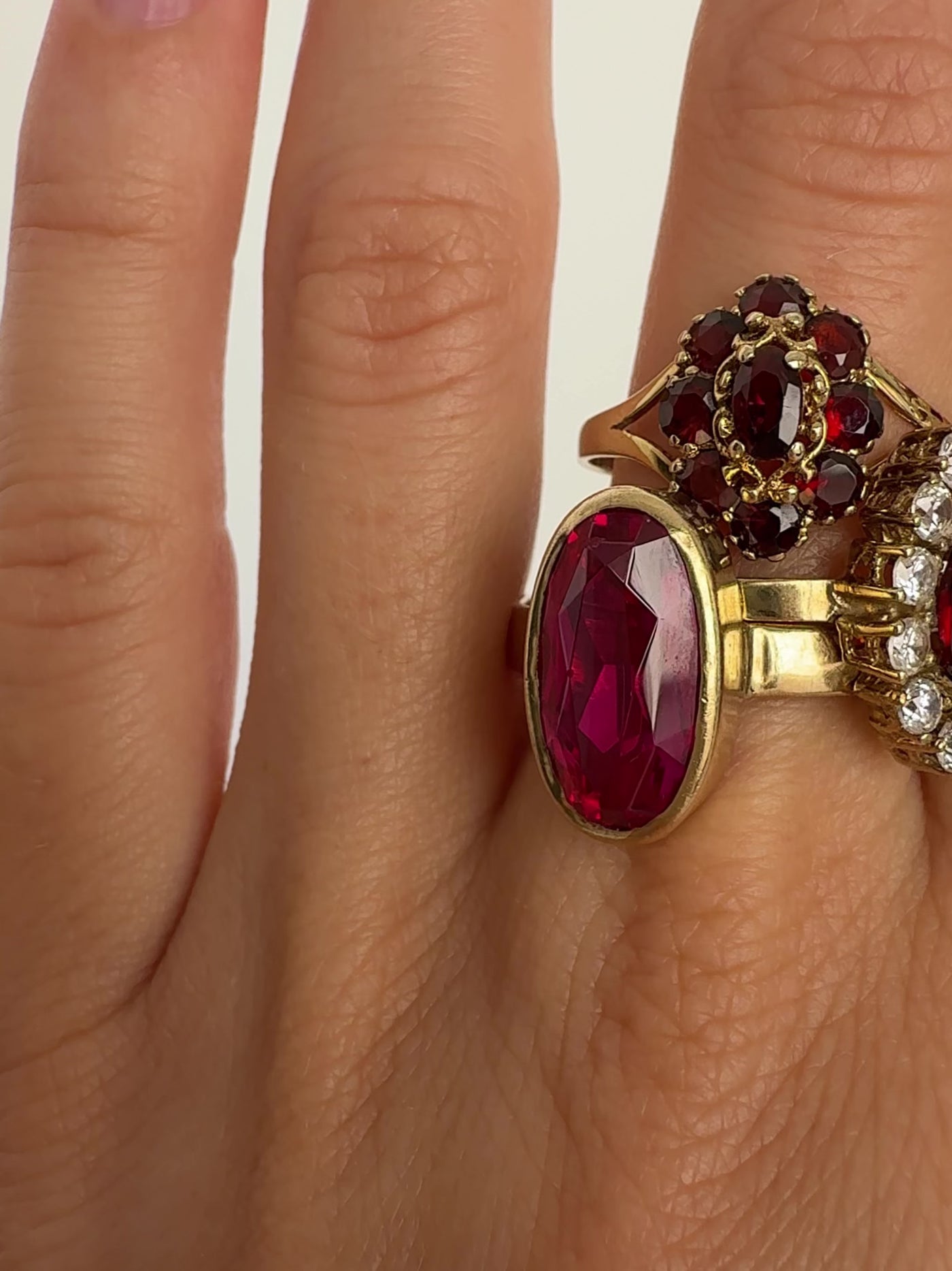 Ruby Halo Ring Vintage Gold