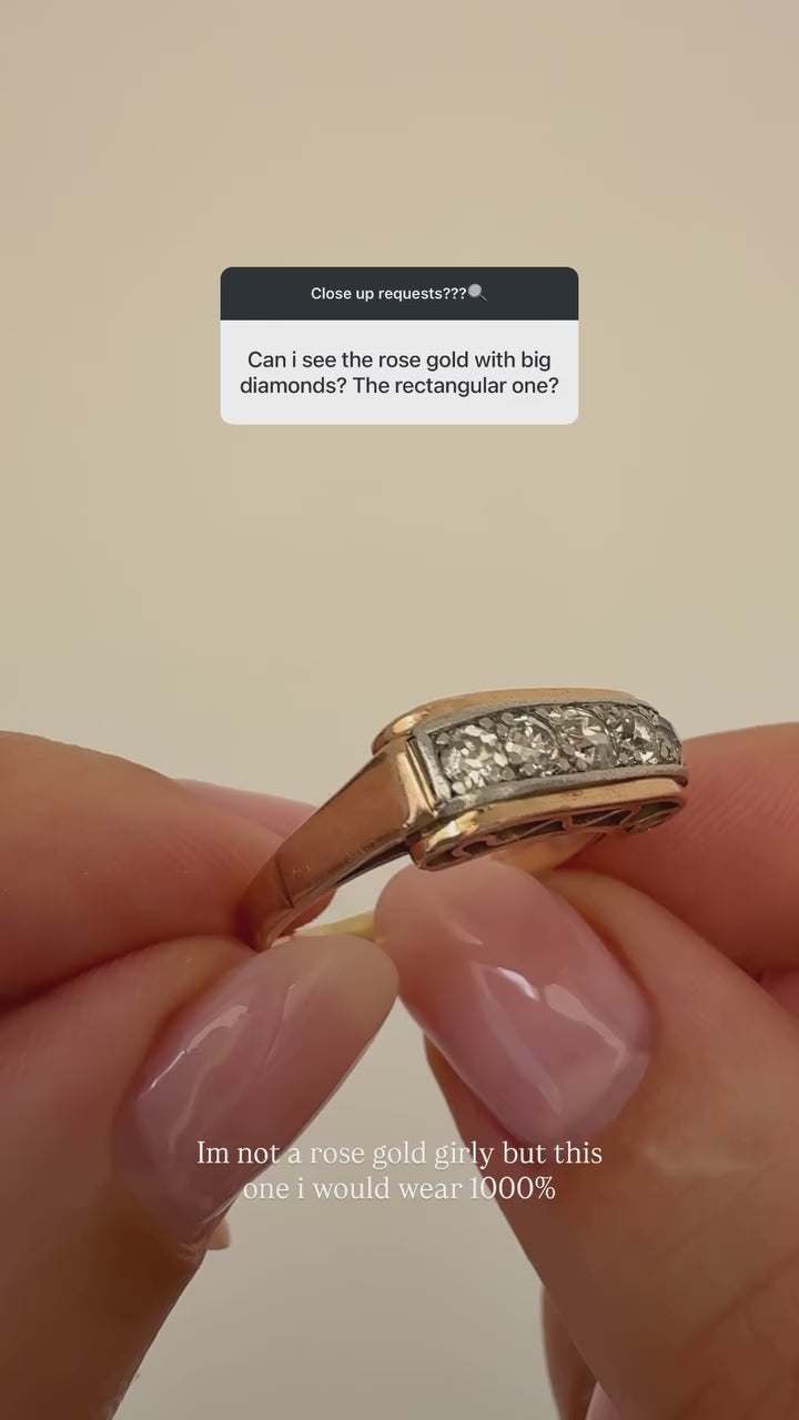 5 Stone Panel Ring Vintage Gold