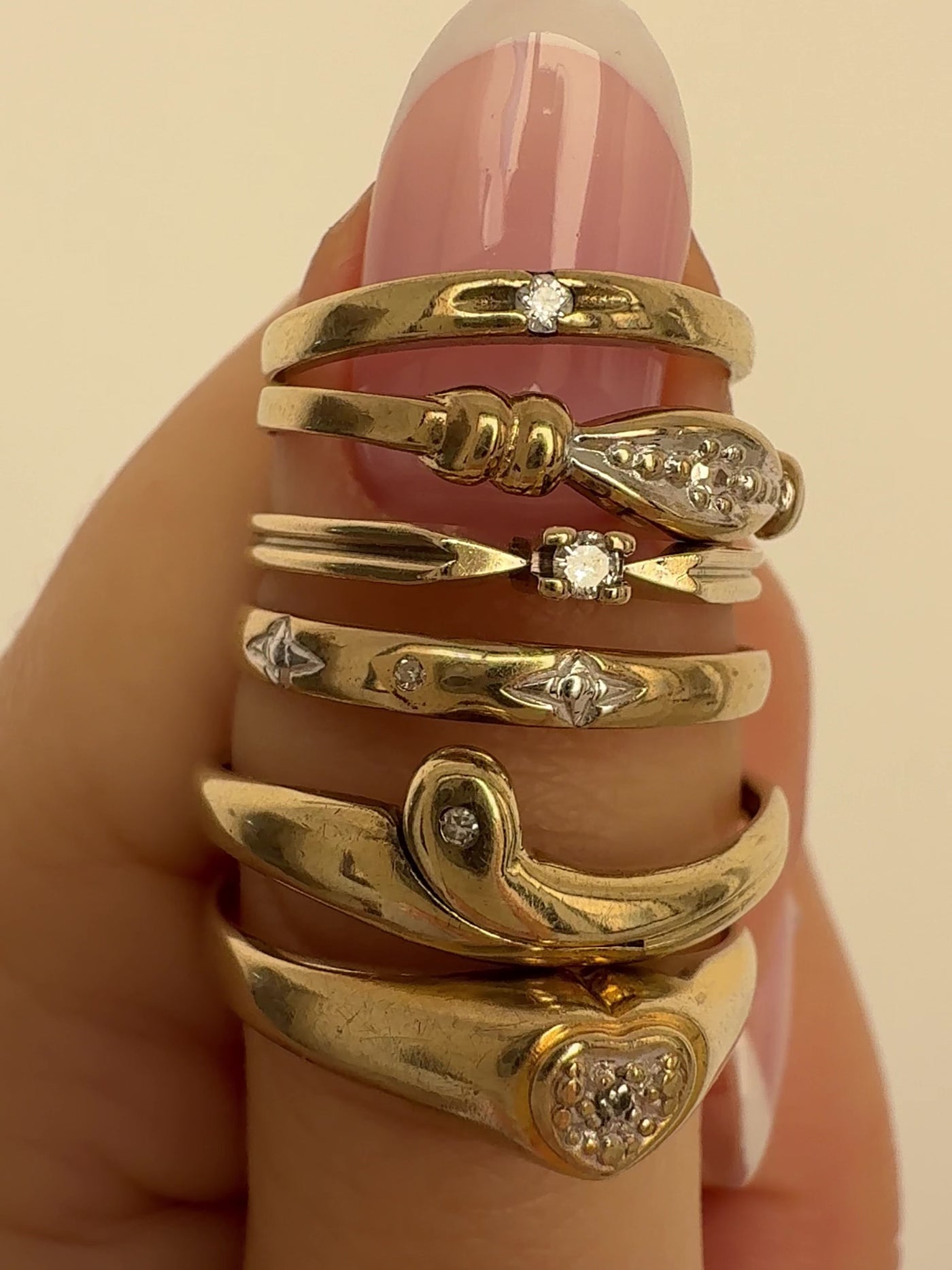 Mini Diamond Snake Ring Vintage Gold