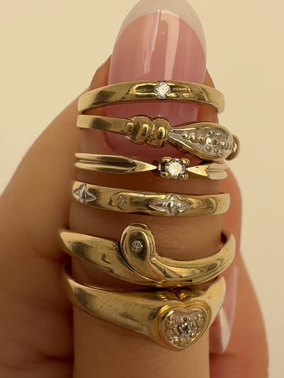 Mini Diamond Snake Ring Vintage Gold