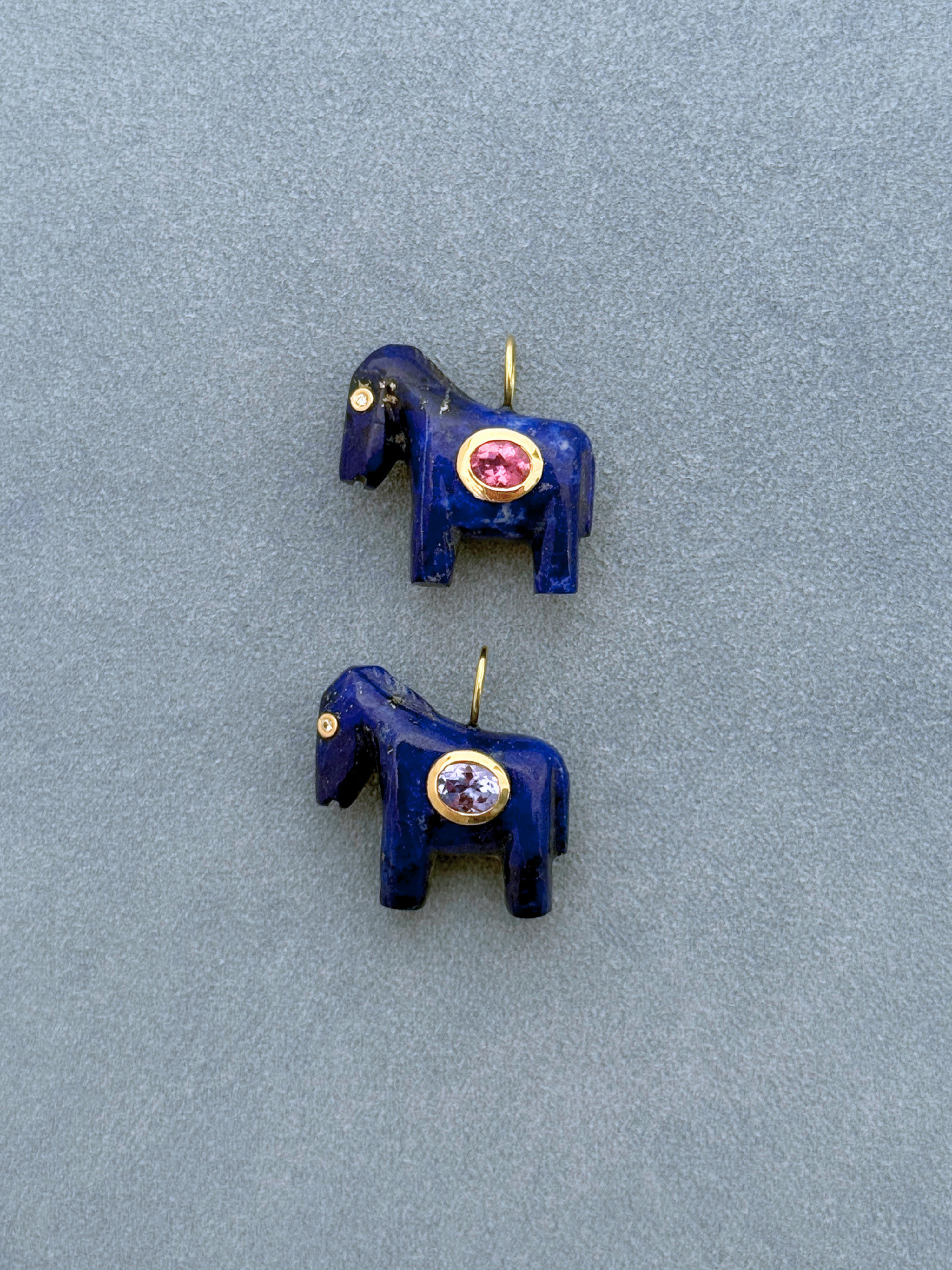 Horse Talisman Charm Lapis & Pink