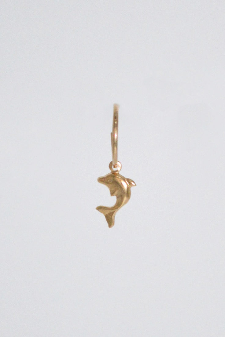 Dolphin Hoop 14k Solid Gold