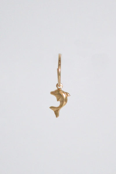 Dolphin Hoop 14k Solid Gold