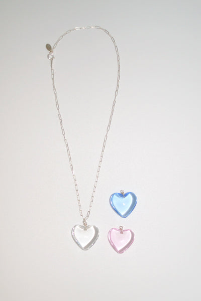 Puffy Heart Necklace Silver