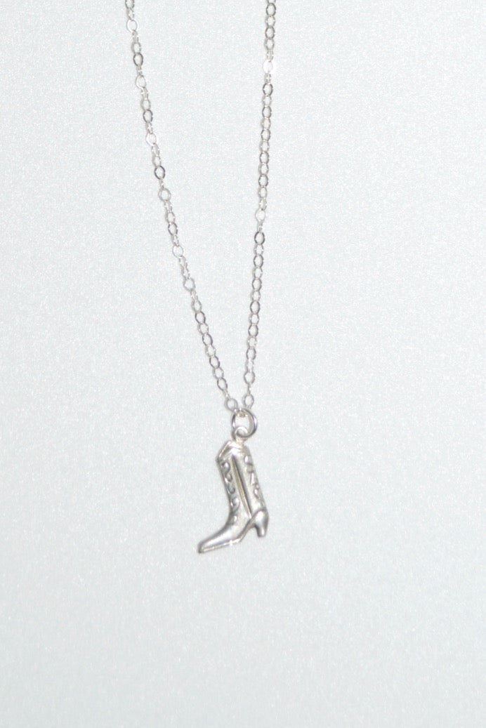 Cowboy Boot Necklace Silver