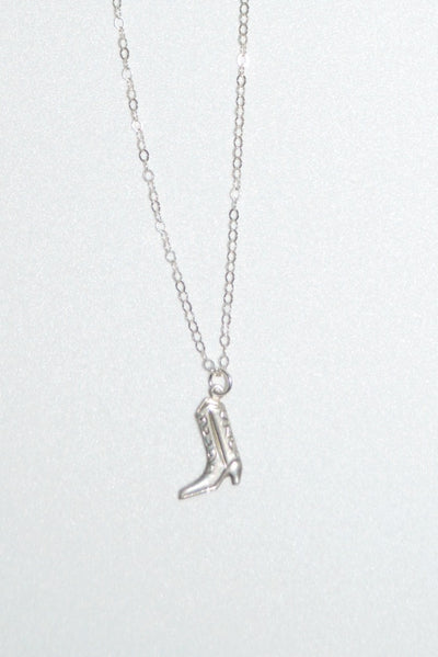 Cowboy Boot Necklace Silver