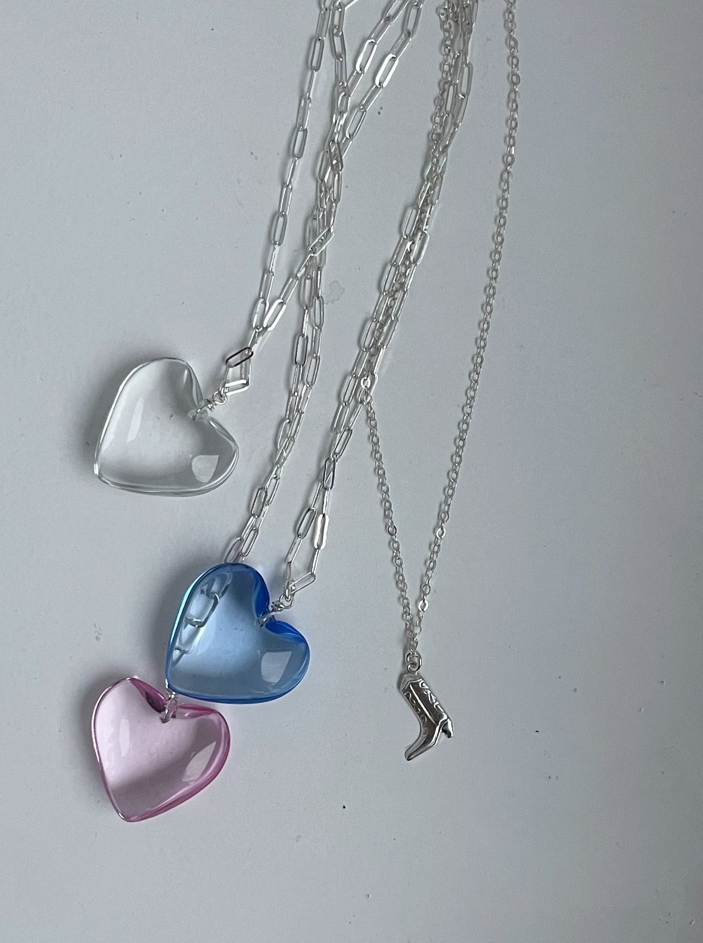 Puffy Heart Necklace Silver