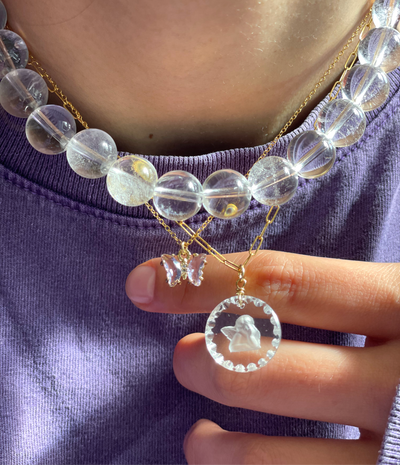 Angel necklace glass pendant